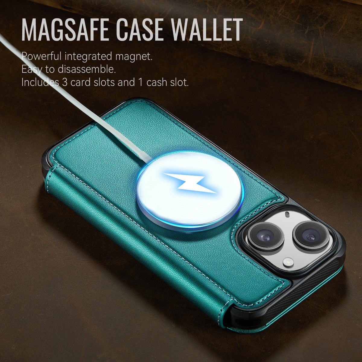 CASEME for iPhone 15 Case  053  Magnetic RFID Blocking Wallet Flip Leather Phone Cover