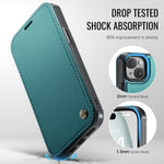 CASEME for iPhone 15 Case  053  Magnetic RFID Blocking Wallet Flip Leather Phone Cover