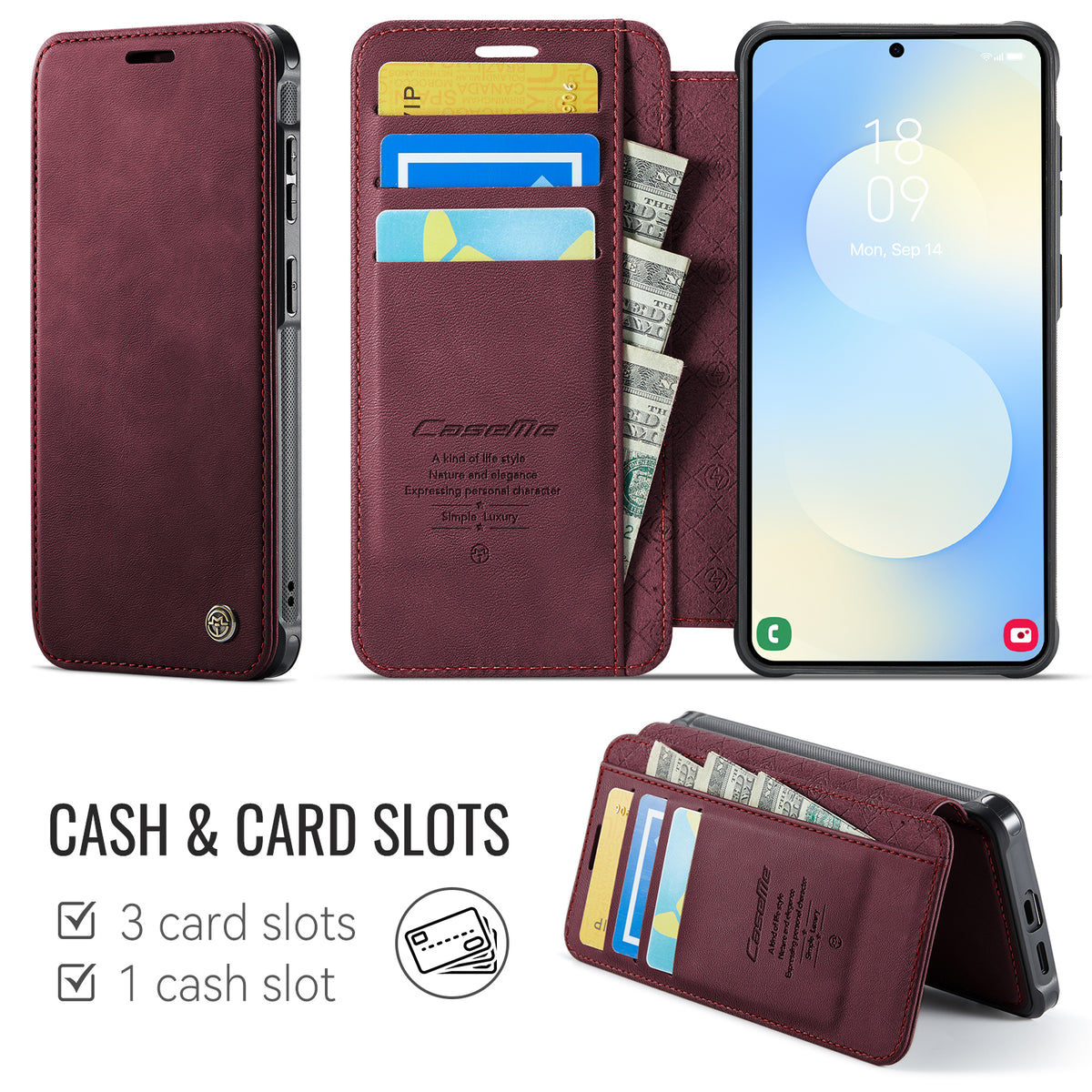 CASEME for Samsung Galaxy S25+ / Galaxy S24+ Case  053   Magnetic RFID Blocking Wallet Flip Leather Phone Cover