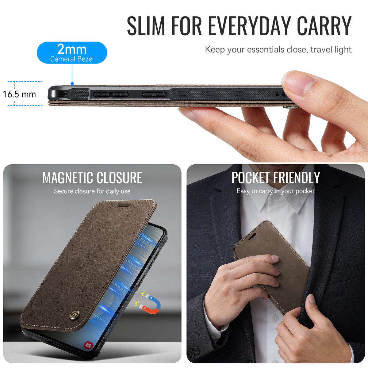 CASEME til Samsung Galaxy S26 FE / S25 FE Cover 053 Magnetisk RFID Blokerende Pung Flip Læder Telefoncover