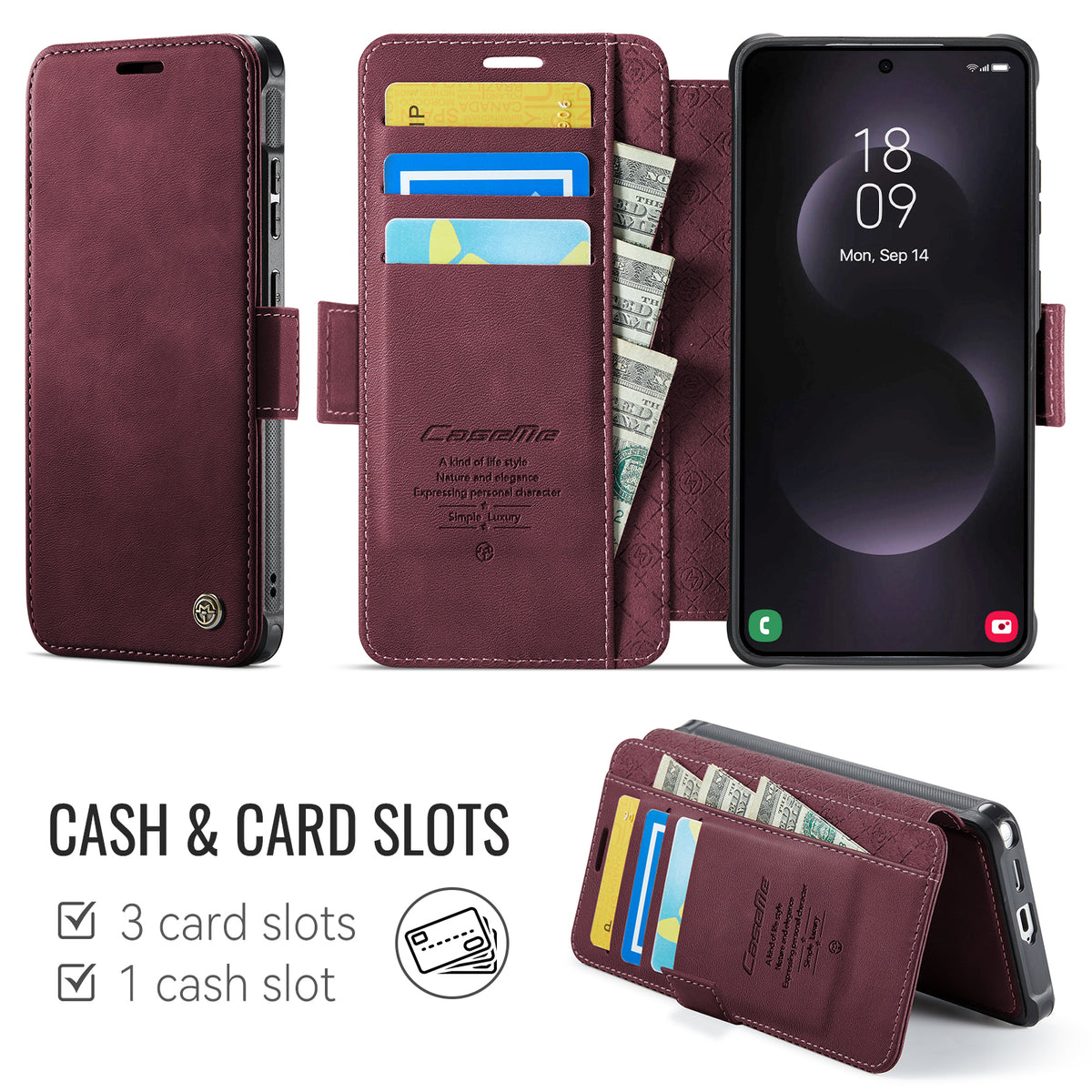 CASEME for Samsung Galaxy S26 Ultra Case  053   Magnetic RFID Blocking Wallet Flip Leather Phone Cover