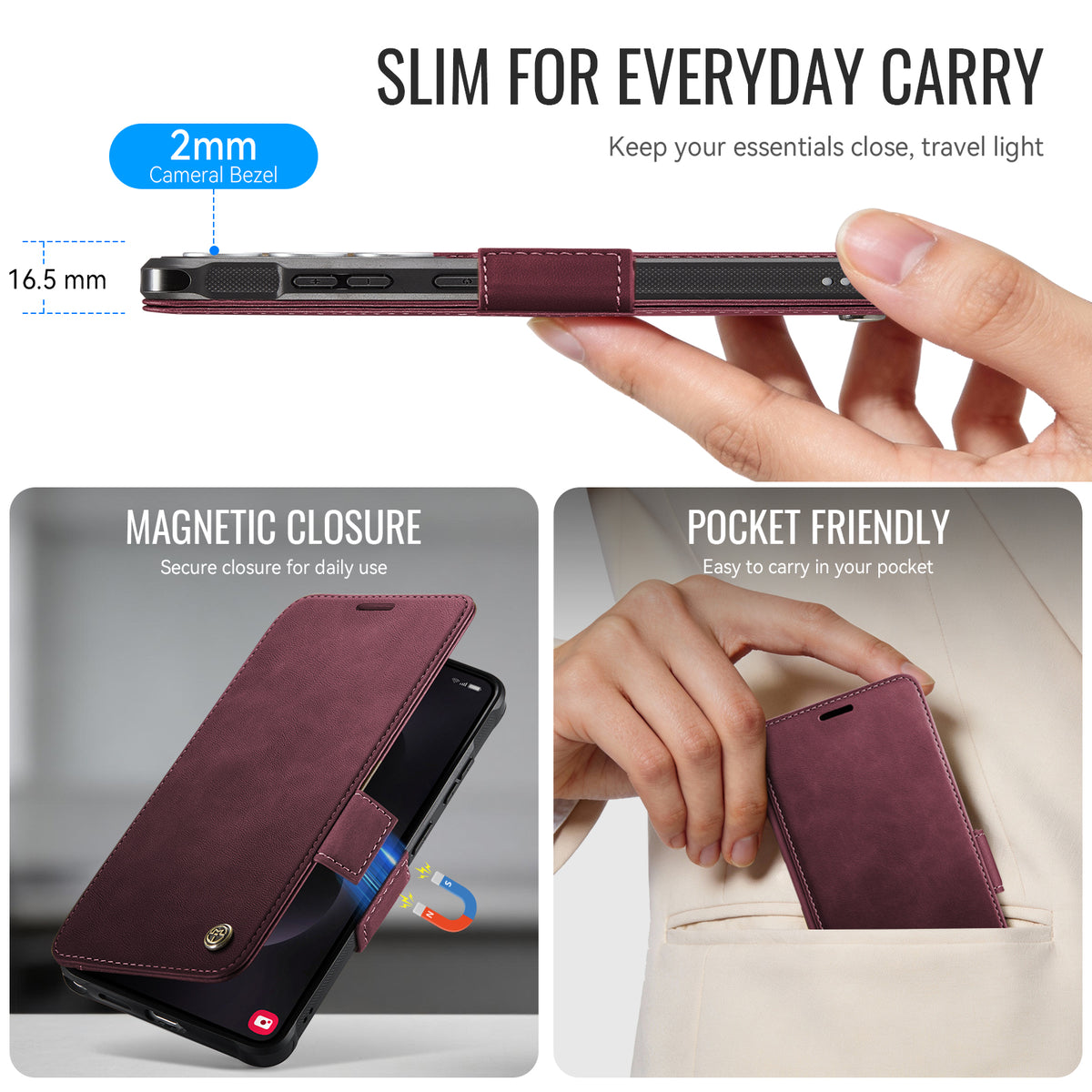 CASEME for Samsung Galaxy S26 Ultra Case  053   Magnetic RFID Blocking Wallet Flip Leather Phone Cover