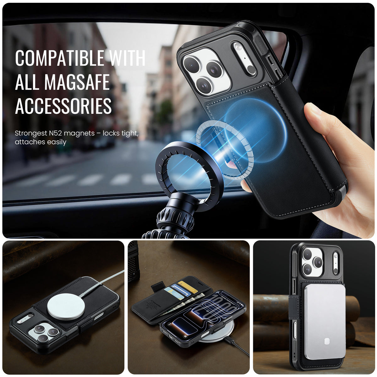 CASEME for iPhone 18 Pro / 17 Pro Case 053 Magnetic RFID Blocking Wallet Flip Leather Phone Cover