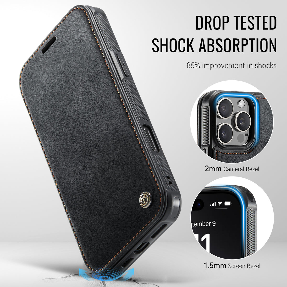 CASEME for iPhone 16 Pro Max Case  053  Magnetic RFID Blocking Wallet Flip Leather Phone Cover