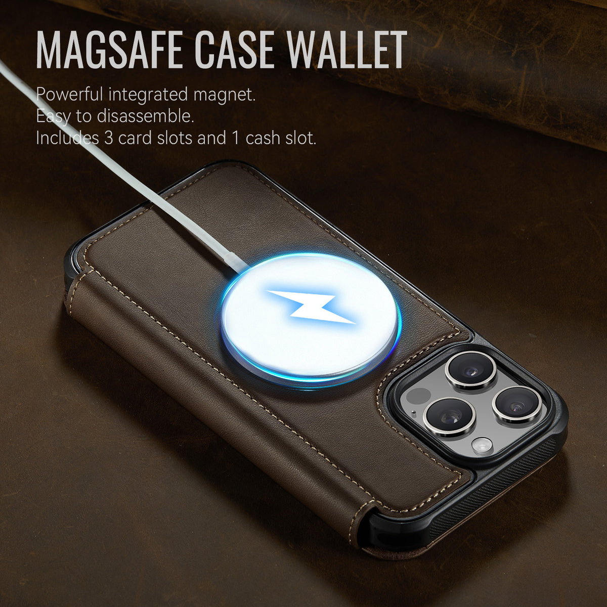 CASEME for iPhone 15 Pro Max Case  053  Magnetic RFID Blocking Wallet Flip Leather Phone Cover