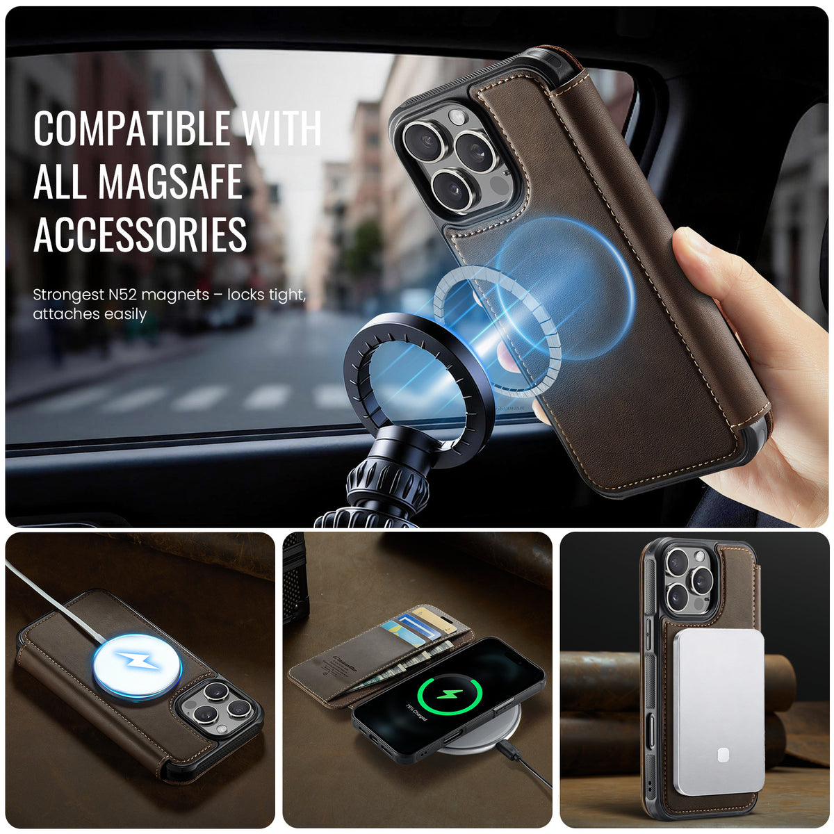 CASEME for iPhone 14 Pro Case  053  Magnetic RFID Blocking Wallet Flip Leather Phone Cover