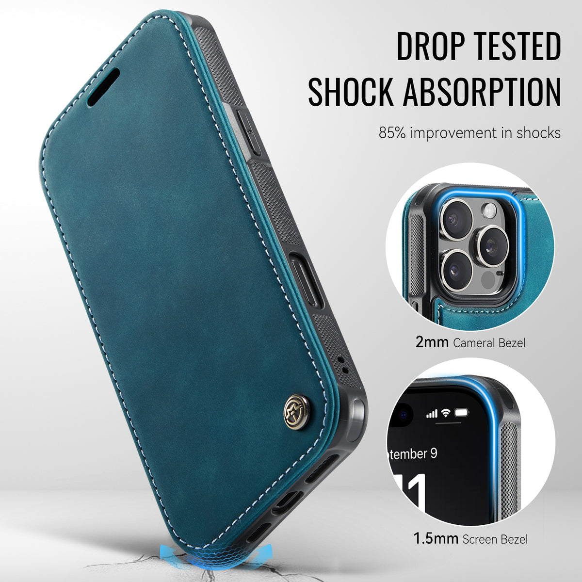 CASEME for iPhone 13 Pro Case  053  Magnetic RFID Blocking Wallet Flip Leather Phone Cover