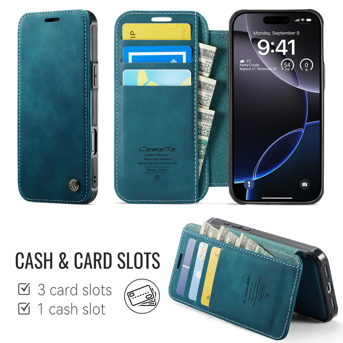 CASEME for iPhone 12 Pro Max Case  053  Magnetic RFID Blocking Wallet Flip Leather Phone Cover