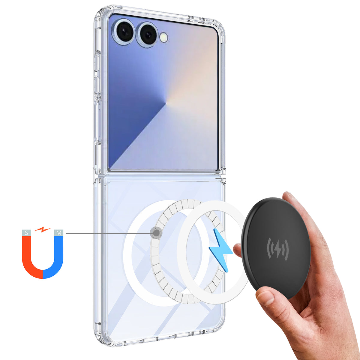 For Samsung Galaxy Z Flip8 / Z Flip7 5G Clear Phone Magnetic Case TPU + Acrylic Back Cover