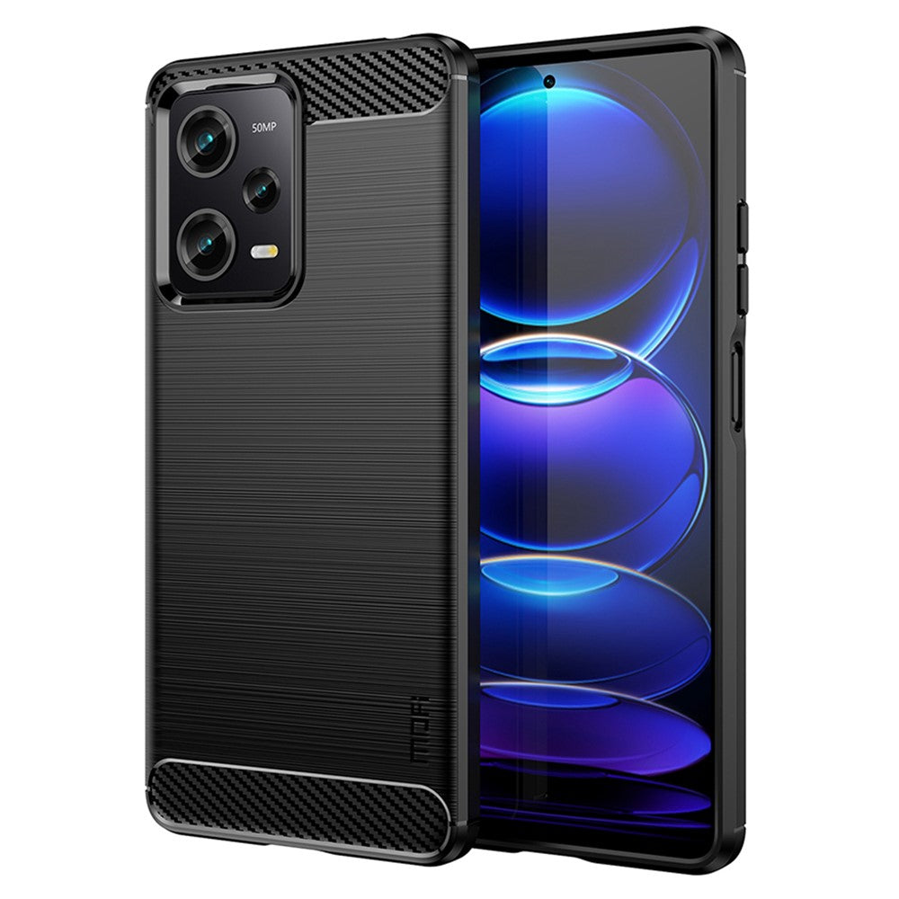 Xiaomi Redmi Note 12 Pro 5G MOFI JK TPU Series-1 til Xiaomi Redmi Note 12 Pro 5G / Note 12 Pro Speed 5G / Poco X5 Pro 5G blødt TPU-mobilcover, børstet kulfiber-bagcover