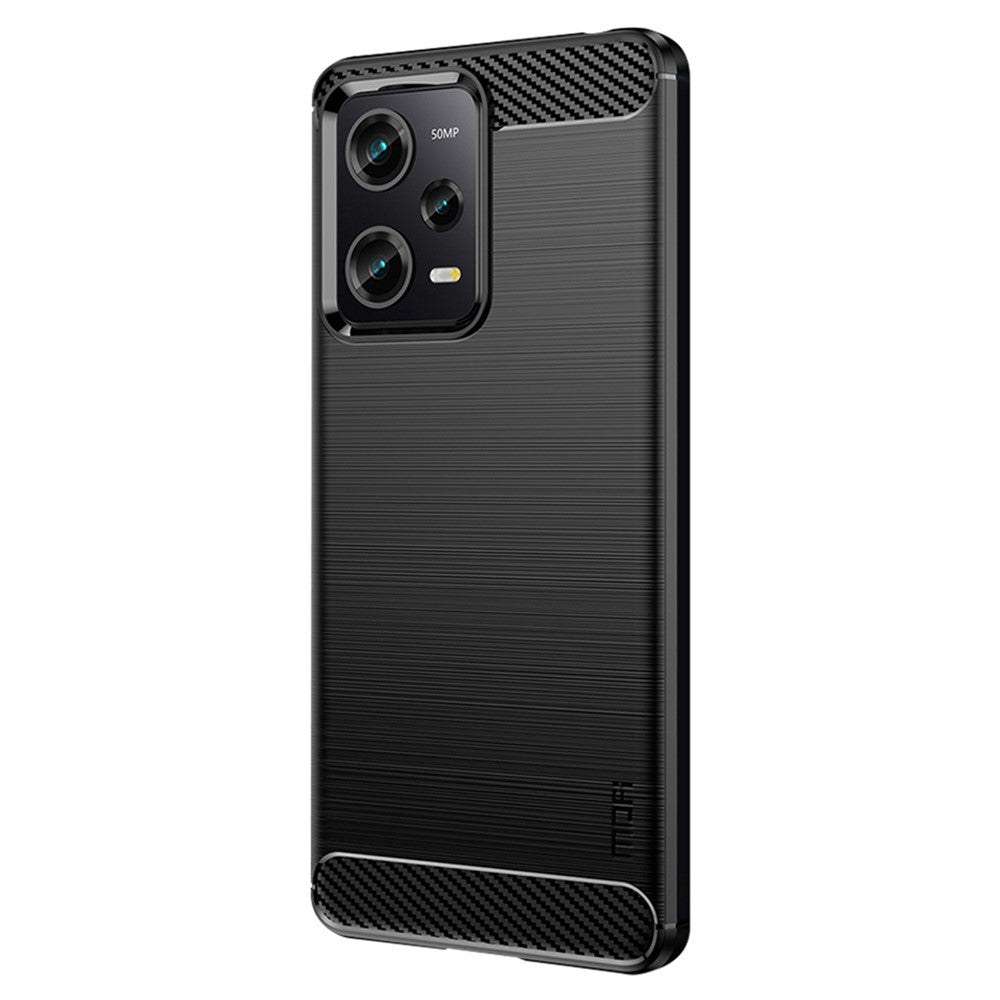 Xiaomi Redmi Note 12 Pro 5G MOFI JK TPU Series-1 til Xiaomi Redmi Note 12 Pro 5G / Note 12 Pro Speed 5G / Poco X5 Pro 5G blødt TPU-mobilcover, børstet kulfiber-bagcover