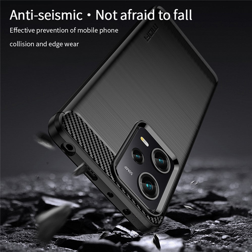 Xiaomi Redmi Note 12 Pro 5G MOFI JK TPU Series-1 til Xiaomi Redmi Note 12 Pro 5G / Note 12 Pro Speed 5G / Poco X5 Pro 5G blødt TPU-mobilcover, børstet kulfiber-bagcover