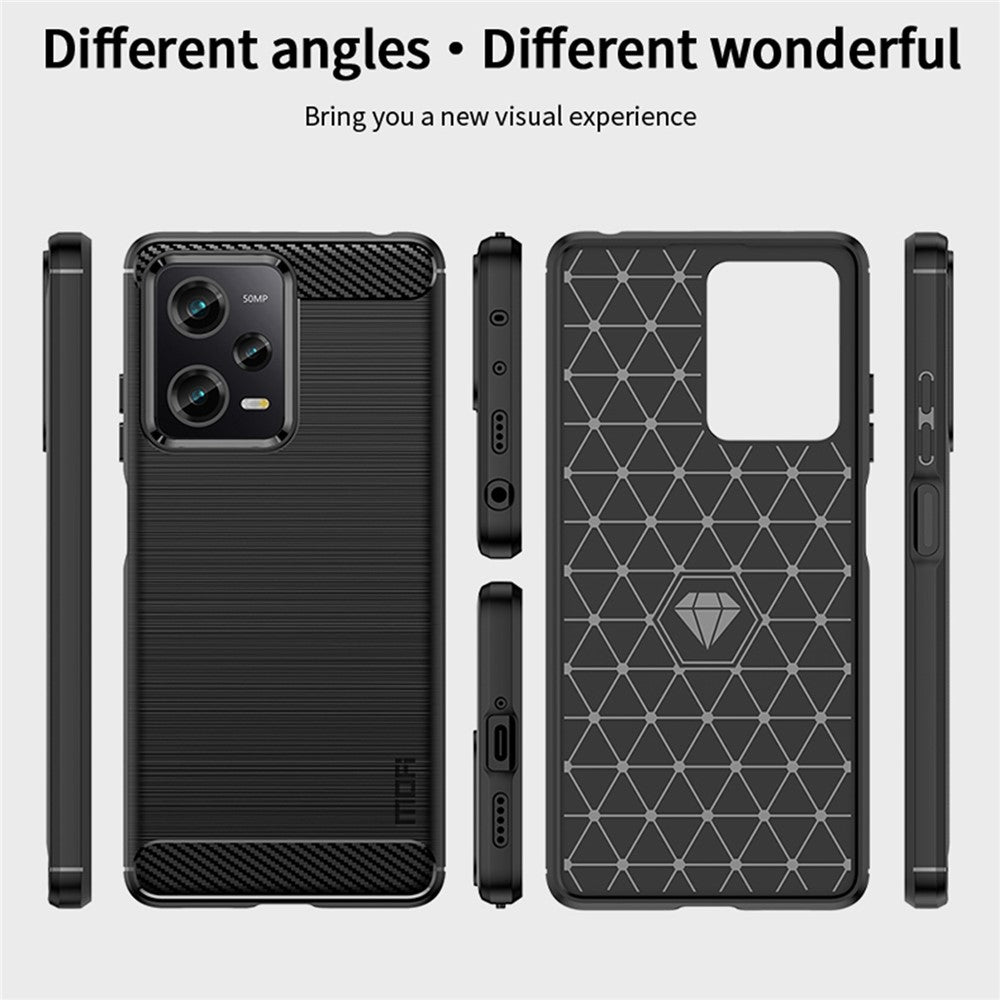 Xiaomi Redmi Note 12 Pro 5G MOFI JK TPU Series-1 til Xiaomi Redmi Note 12 Pro 5G / Note 12 Pro Speed 5G / Poco X5 Pro 5G blødt TPU-mobilcover, børstet kulfiber-bagcover