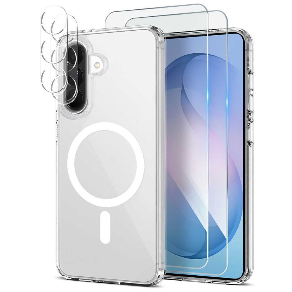NORTHJO 5-i-1 sæt til Samsung Galaxy S26 FE Magnetisk Cover PC + TPU Telefoncover med 2 Skærmbeskyttere + 2 Linsefilm