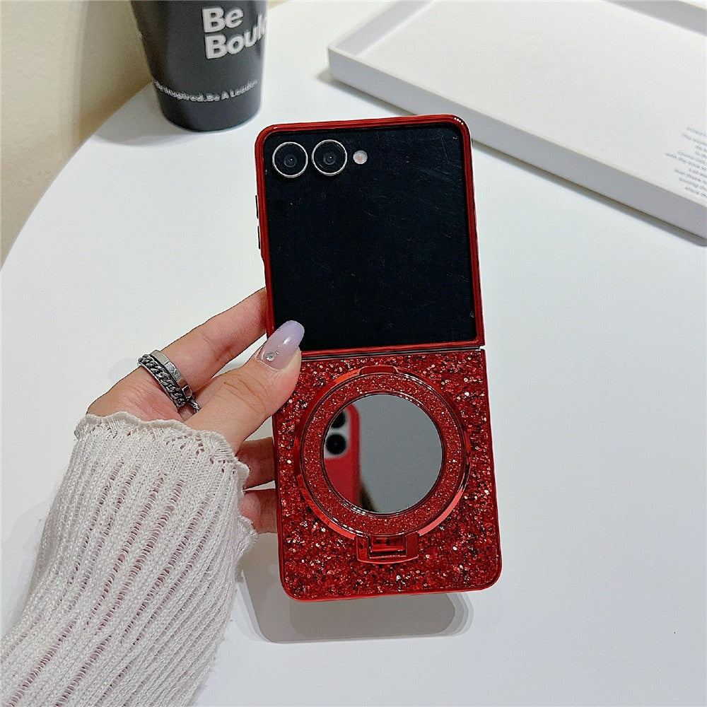 For Samsung Galaxy Z Flip8 Case Kickstand TPU+PC Phone Cover with Mirror