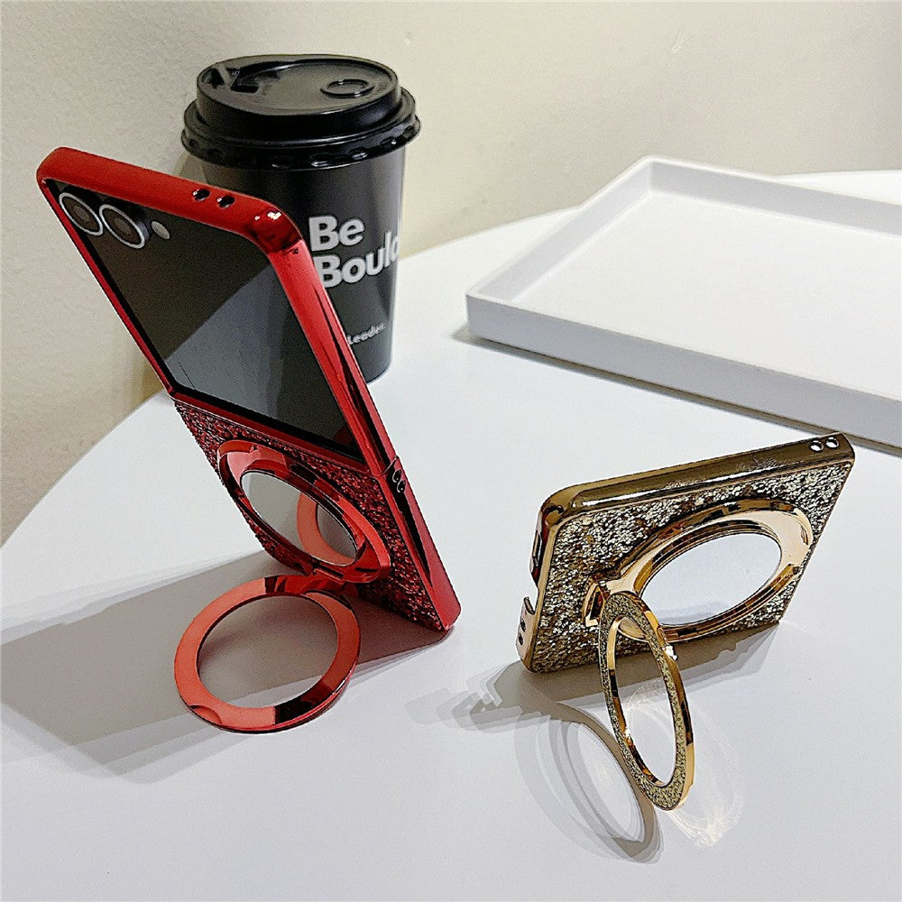 For Samsung Galaxy Z Flip8 Case Kickstand TPU+PC Phone Cover with Mirror