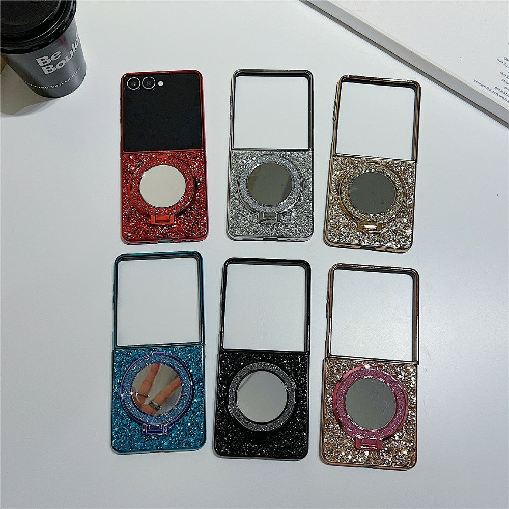 For Samsung Galaxy Z Flip8 Case Kickstand TPU+PC Phone Cover with Mirror