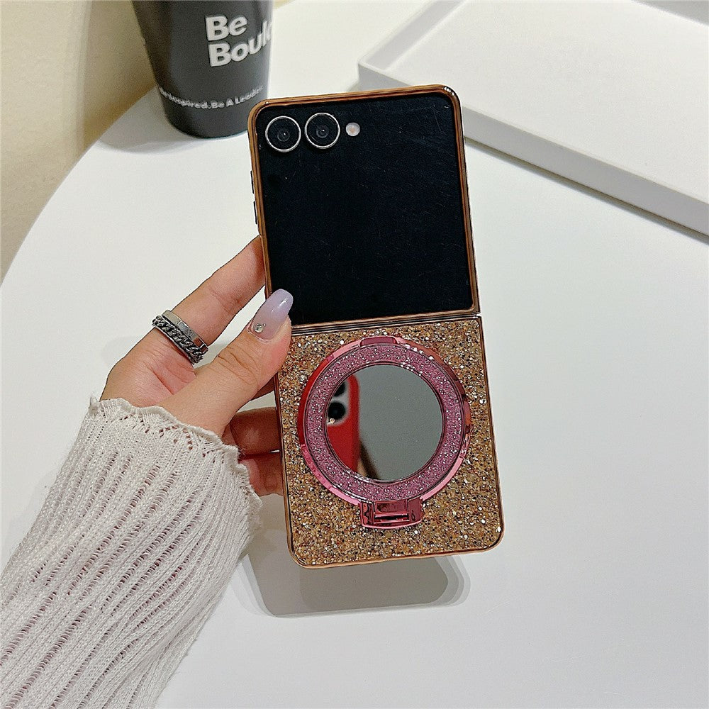 For Samsung Galaxy Z Flip8 Case Kickstand TPU+PC Phone Cover with Mirror