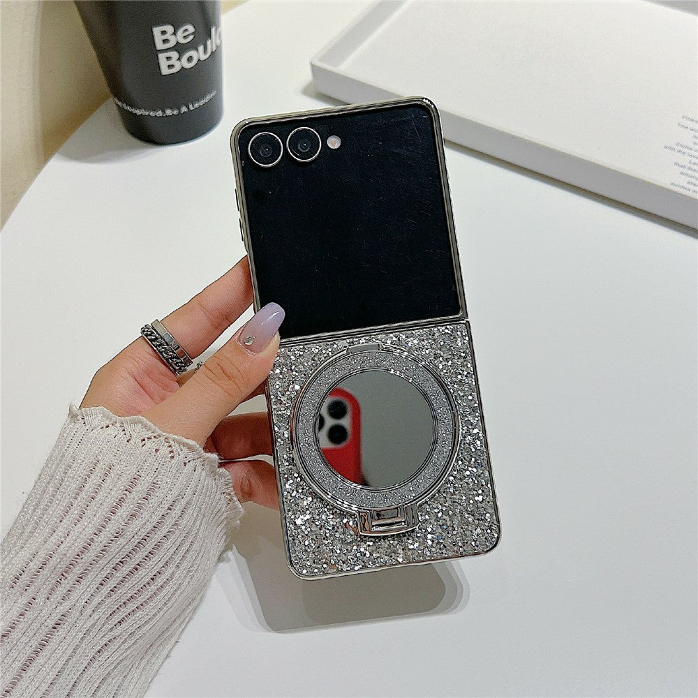 For Samsung Galaxy Z Flip8 Case Kickstand TPU+PC Phone Cover with Mirror