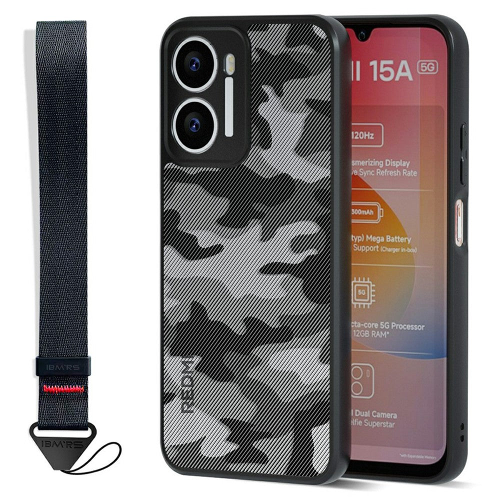 IBMRS Mobile Cover for Xiaomi Redmi 15a 5G Soft TPU + Hard PC Case with Wrist Strap (Precision Cutouts)