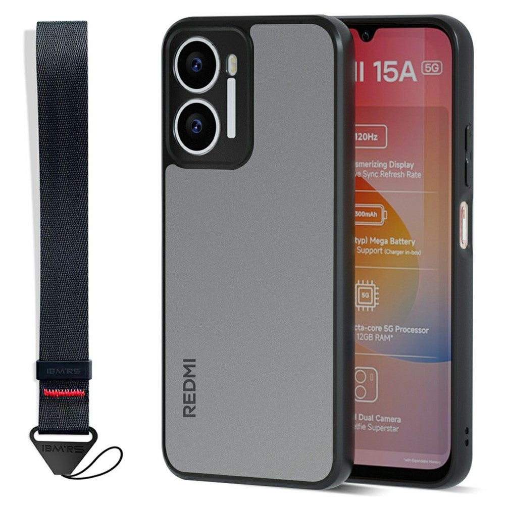 IBMRS Mobile Cover for Xiaomi Redmi 15a 5G Soft TPU + Hard PC Case with Wrist Strap (Precision Cutouts)