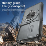 For Samsung Galaxy S24  /  S25 Magnetic Case Slide Camera Cover Rotary Kickstand PC + TPU Phone Shell