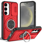 For Samsung Galaxy S24  /  S25 Magnetic Case Slide Camera Cover Rotary Kickstand PC + TPU Phone Shell