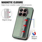 For Xiaomi 17T Pro Case RFID Blocking Carbon Fiber Leather Phone Back Cover with Card Holder