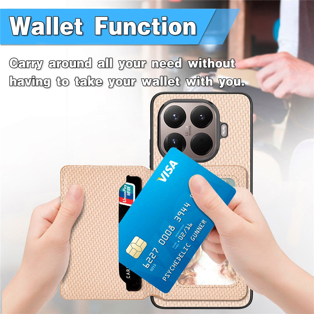 For Xiaomi 17T Pro Case RFID Blocking Carbon Fiber Leather Phone Back Cover with Card Holder