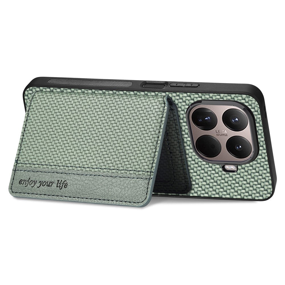 For Xiaomi 17T Case RFID Blocking Carbon Fiber Leather Phone Back Cover with Card Holder