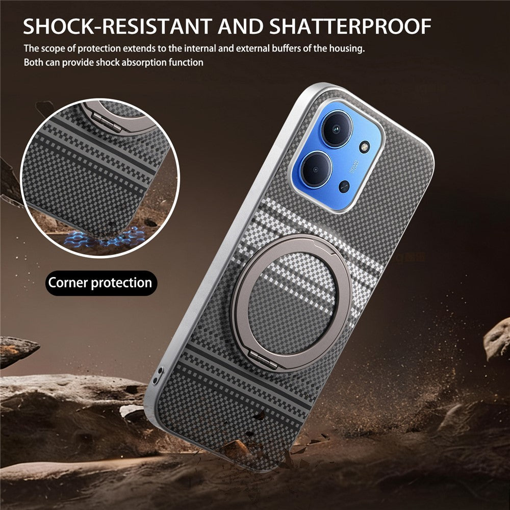 Xiaomi Redmi 15C 4G (EU) (173 mm) / 15C 5G (EU) (173 mm), magnetisk stativcover i PU-læder + PC + TPU-mobilcover