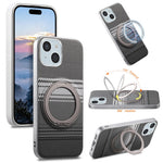 For iPhone 15 Case Magnetic Kickstand PU Leather + PC + TPU Gradient Phone Cover