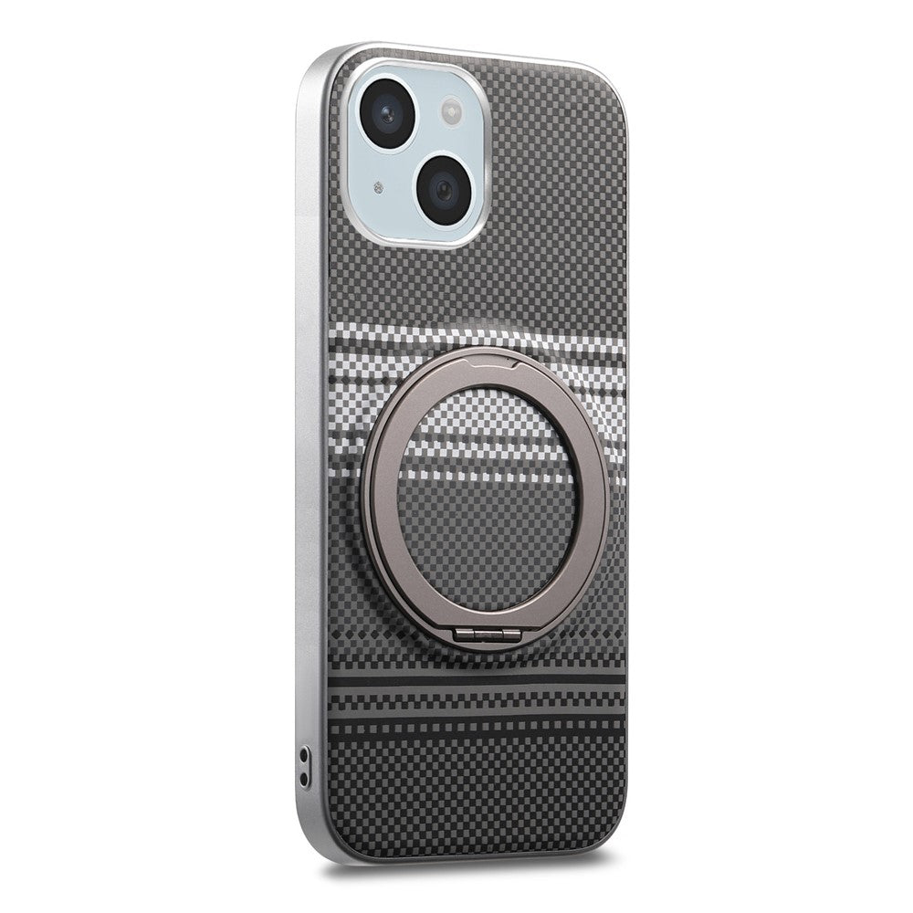 For iPhone 15 Case Magnetic Kickstand PU Leather + PC + TPU Gradient Phone Cover
