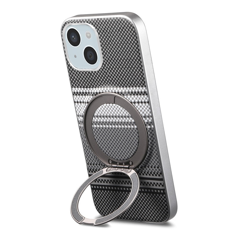 For iPhone 15 Case Magnetic Kickstand PU Leather + PC + TPU Gradient Phone Cover