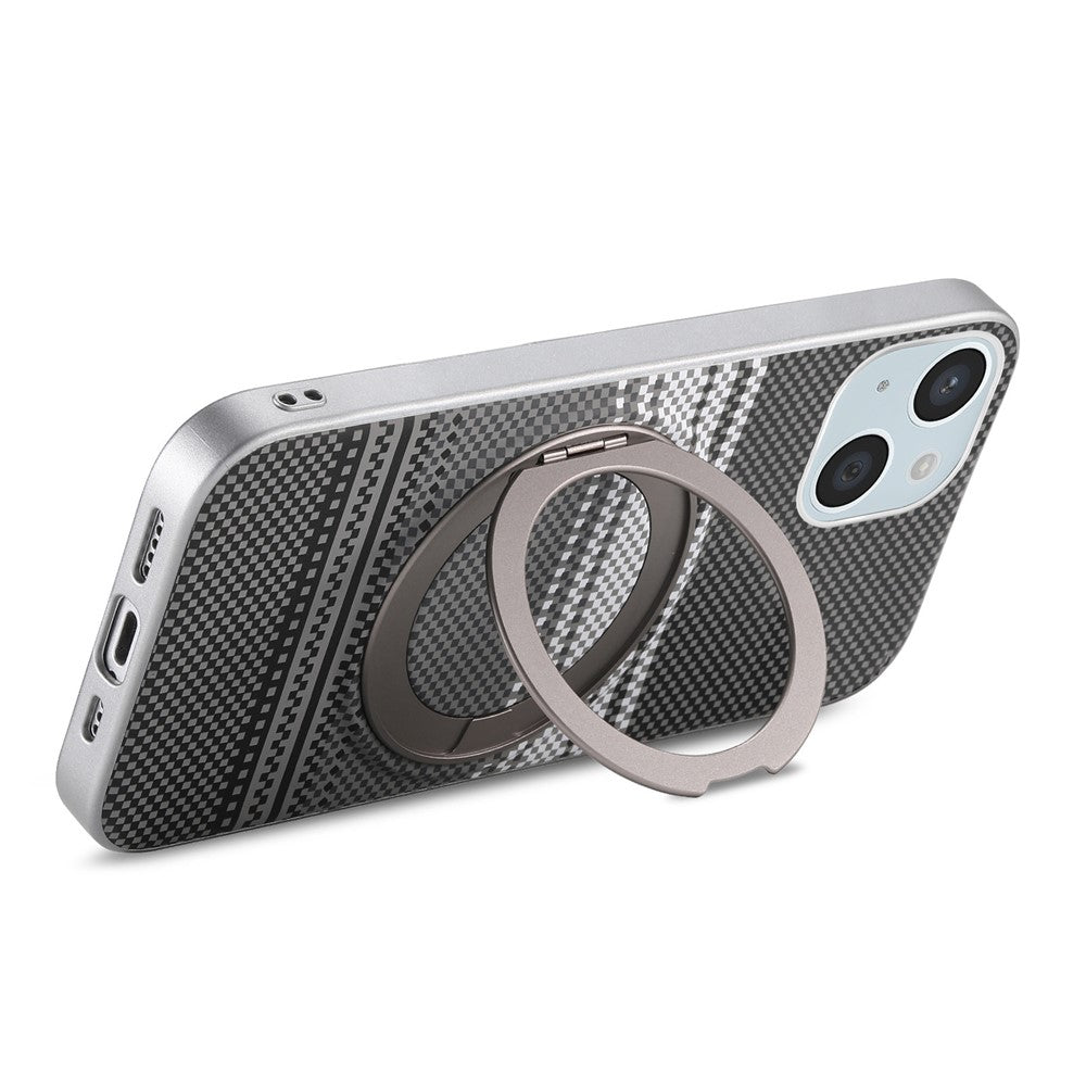 For iPhone 15 Case Magnetic Kickstand PU Leather + PC + TPU Gradient Phone Cover