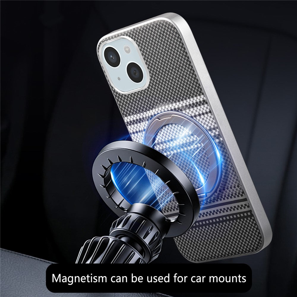 For iPhone 15 Case Magnetic Kickstand PU Leather + PC + TPU Gradient Phone Cover