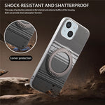 For iPhone 15 Case Magnetic Kickstand PU Leather + PC + TPU Gradient Phone Cover
