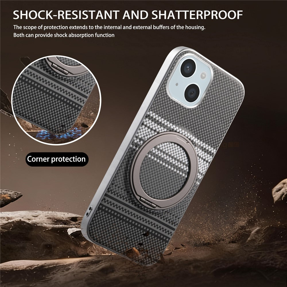 For iPhone 15 Case Magnetic Kickstand PU Leather + PC + TPU Gradient Phone Cover