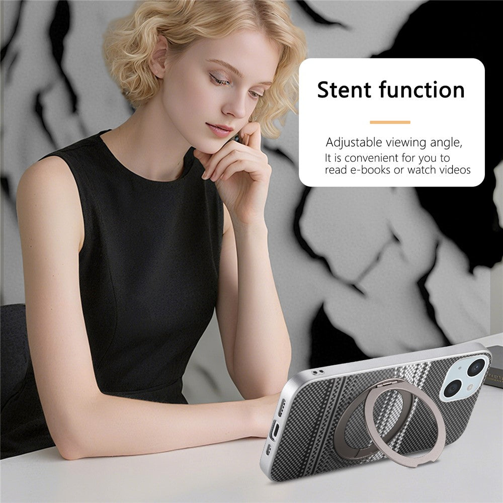 For iPhone 15 Case Magnetic Kickstand PU Leather + PC + TPU Gradient Phone Cover