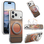 For iPhone 17 Pro Max Case Magnetic Kickstand PU Leather + PC + TPU Gradient Phone Cover
