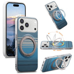 For iPhone 17 Pro Max Case Magnetic Kickstand PU Leather + PC + TPU Gradient Phone Cover