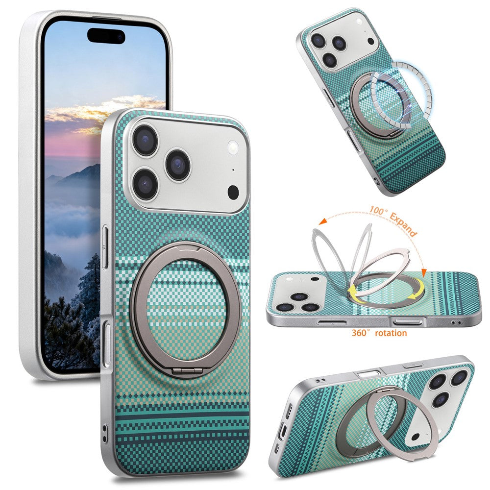 For iPhone 17 Pro Max Case Magnetic Kickstand PU Leather + PC + TPU Gradient Phone Cover