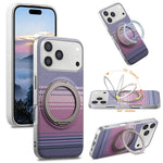For iPhone 17 Pro Max Case Magnetic Kickstand PU Leather + PC + TPU Gradient Phone Cover