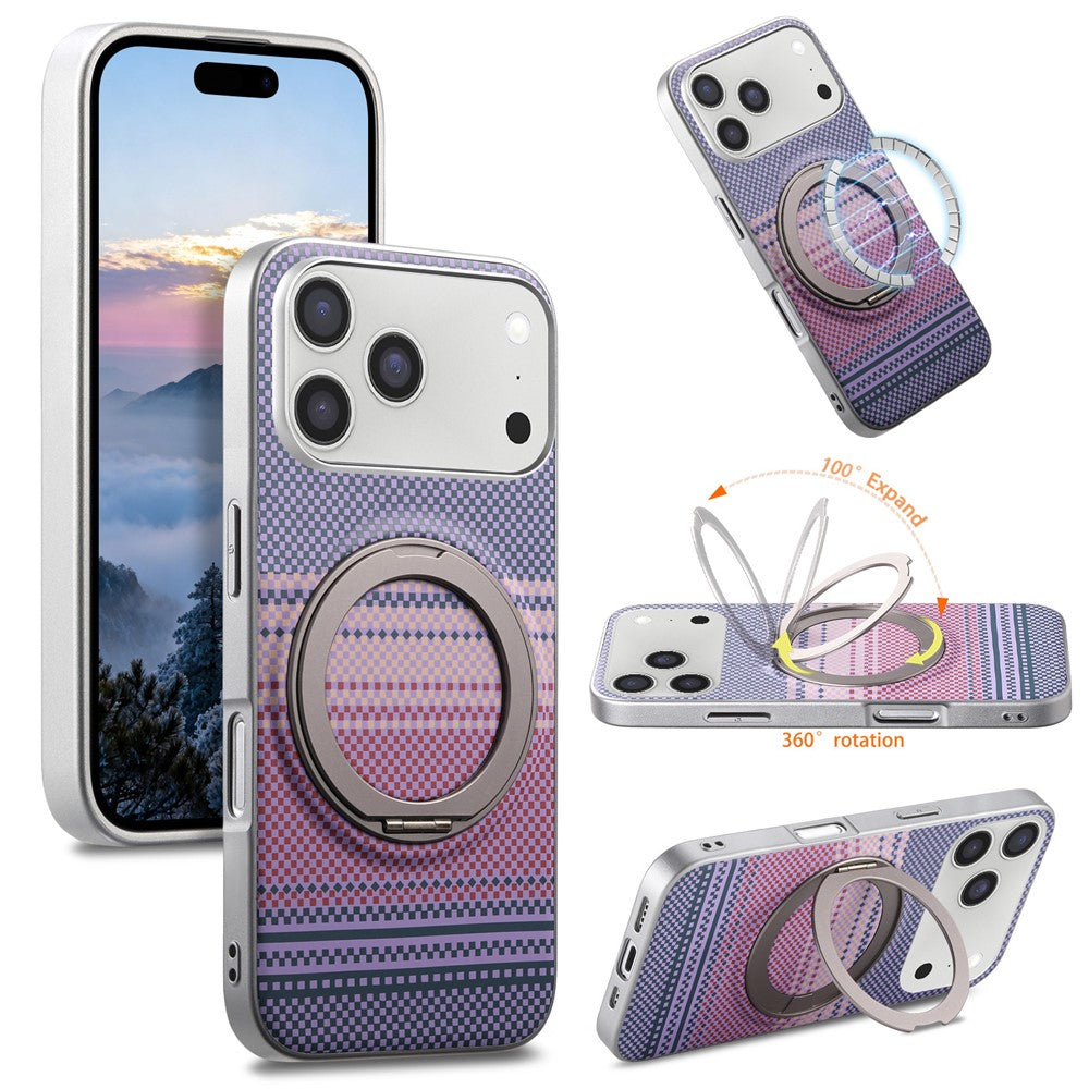 For iPhone 17 Pro Max Case Magnetic Kickstand PU Leather + PC + TPU Gradient Phone Cover