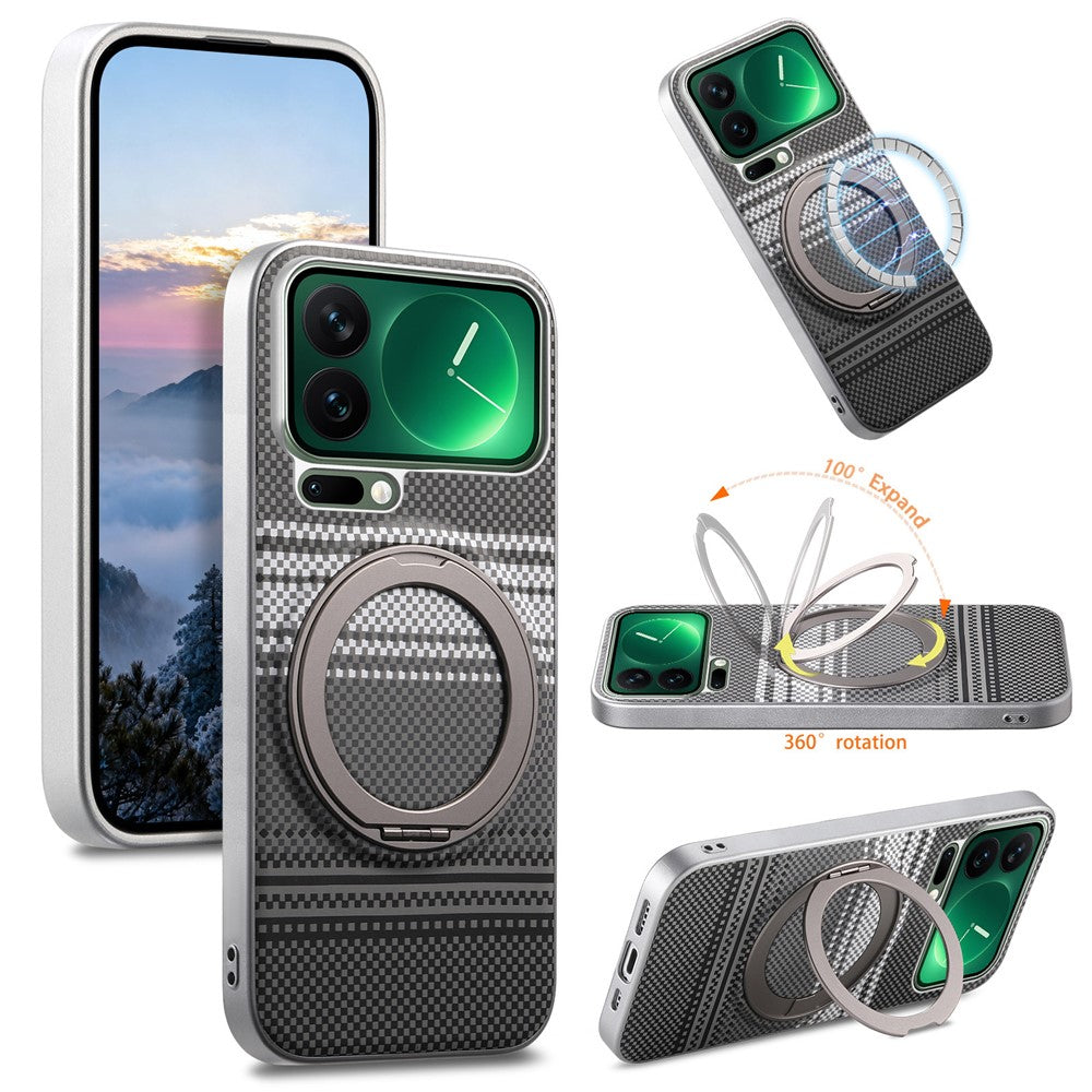 For Xiaomi 17 Pro Max Case Magnetic Kickstand PU Leather + PC + TPU Gradient Phone Cover
