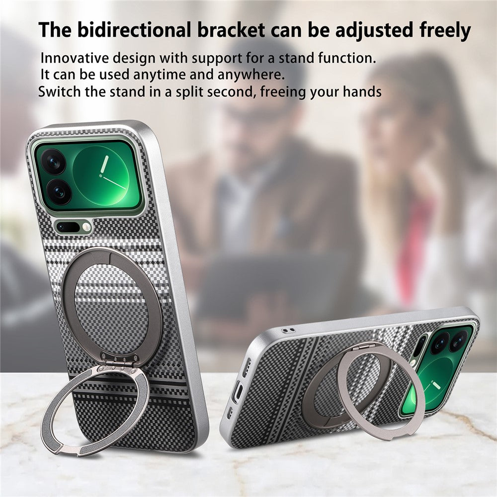 For Xiaomi 17 Pro Case Magnetic Kickstand PU Leather + PC + TPU Gradient Phone Cover