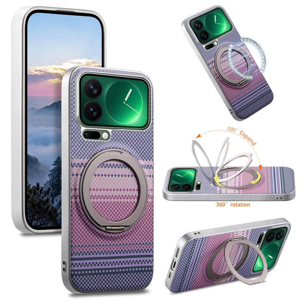 For Xiaomi 17 Pro Case Magnetic Kickstand PU Leather + PC + TPU Gradient Phone Cover