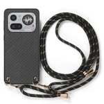 For Nothing Phone (4a) Pro Case Carbon Fiber Texture Hybrid Phone Back Cover with Adjustable Strap