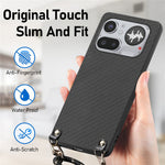 For Nothing Phone (4a) Pro Case Carbon Fiber Texture Hybrid Phone Back Cover with Adjustable Strap