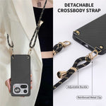 For Nothing Phone (4a) Pro Case Carbon Fiber Texture Hybrid Phone Back Cover with Adjustable Strap